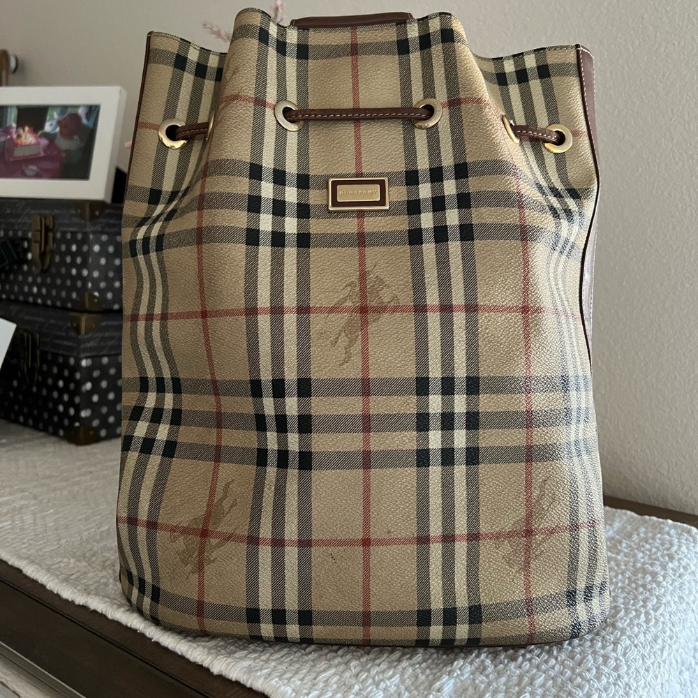 BURBERRY Vintage Haystack Plaid Hobo Bag